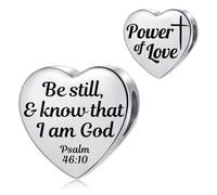 MiniJewelry Ciondolo a forma di cuore con dedica biblica, compatibile con braccialetti Pandora, regalo di compleanno per donne e figlie, in acciaio inox, Misura unica, Acciaio inossidabile, Nessuna