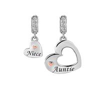 MiniJewelry Ciondolo a forma di cuore divisibile in due pezzi, compatibile con braccialetti Pandora, per migliori amici, madre, figlio, sorelle, nipote, zia, moglie, marito, Misura unica, Rame