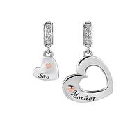 MiniJewelry Ciondolo a forma di cuore divisibile in due pezzi, compatibile con braccialetti Pandora, per migliori amici, madre, figlio, sorelle, nipote, zia, moglie, marito, Misura unica, Rame