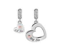 MiniJewelry Ciondolo a forma di cuore divisibile in due pezzi, compatibile con braccialetti Pandora, per migliori amici, madre, figlio, sorelle, nipote, zia, moglie, marito, Misura unica, Rame