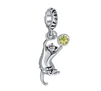 MiniJewelry Ciondolo a forma di gatto zenzero, compatibile con braccialetti Pandora, pietre portafortuna, regalo di compleanno, per amanti dei gatti e donne, Misura unica, Rame, Nessuna pietra