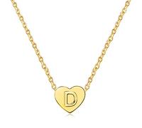 MiniJewelry Collana con ciondolo a forma di cuore con iniziale dalla A alla Z, in acciaio inox, per Natale, compleanno, regalo per donne, figlia, famiglia, Misura unica, Metallo, Nessuna pietra