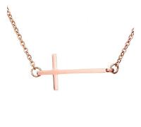 MiniJewelry Collana minimalista con croce laterale per donne, cristiani, figlie, mamma, famiglia, Gesù, amore sacrificale, argento, oro, oro rosa, acciaio inossidabile, Misura unica, Metallo, Nessuna
