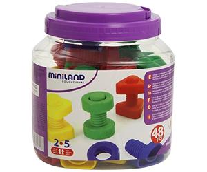 Miniland 31721 Juego para Enroscar: Tornillos Y Tuercas bulloni e dadi gioco