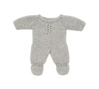 Miniland Vestiti per Bambole 8 1/4 '' Pigiama Lavorato A Maglia Colore Grigio - ECO, Made in Spain, Qualità, Gioco di Ruolo, Educativo
