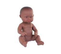 Miniland - Bambola Bebè Africana con Sindrome di Down, 32 cm, Inclusiva Anatomicamente Corretta con Tratti Diversi, Bambola Artigianale