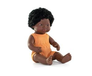 Miniland Bambola africana, 38cm, Realizzato a mano, Fraganzed. Diversity. Colourful Edition.