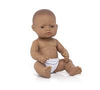 Miniland - Bambola bambino 32 cm con tratti etnici e sessuali per l'apprendimento della diversità con profumo morbido e piacevole - Ragazza latina