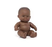 Miniland Bambola neonato pelle scura, 21 cm, per immaginare e imparare | Design anatomico realistico, compatibile con Miniland Dolls, favorisce lo sviluppo emotivo a partire da 10 mesi