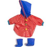 Miniland Educational Doll Clothes, Rain Coat & Boots Vestito per Bambole da 40 cm, Tinta Unita, Colore Rosso Blu, 38-40 cm, 31556