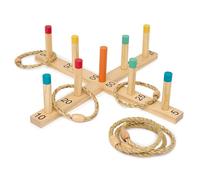 Miniland Mind & Move Ring Challenge - Gioco motorio di Lancio degli Anelli, Base in Legno e Anelli in Corda Naturale, sviluppa Equilibrio, precisione e coordinazione, Uso terapeutico per Adulti