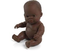 Miniland Bambola per Bambini Baby Doll African Girl Polybag, Multicolore, Miniland31144