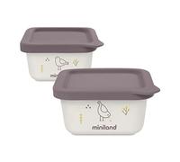 Naturset 2 Chick - Set di 2 contenitori ermetici di materiali 100% naturali per alimenti solidi, con coperchio in silicone.