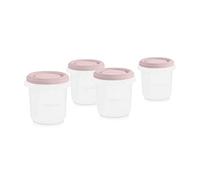Miniland Set 4 Hermisized Blush 200ml. Confezione da 4 ermetici graduati (200ml), sicuri, resistenti e adatti per lavastoviglie, microonde e congelatore. Collezione Terra.