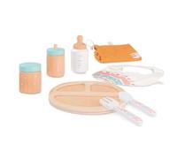 Miniland Set di alimentazione per bambole, in legno, beige, 94060