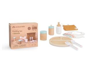Miniland Set di alimentazione per bambole, in legno, beige, 94060