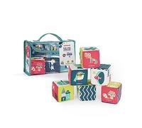 Miniland- Colección Feel To Learn by Animali Cubos blanditos para bebé, Multicolore, MNL 97320