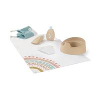 Miniland Doll Set di Igiene in Legno per Bambini Floreale, Colore Multicorlor, S (94061)