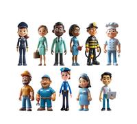Miniland Set di Personaggi delle Professioni - 11 Personaggi per Gioco Simbolico, Gioco Educativo per Sviluppare Competenze Sociali e Linguaggio, 2+ Anni