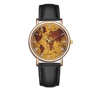 MINILUJIA Orologio da uomo con mappa del mondo creativo cielo stellato quadrante romano orologio unico accattivante orologio da uomo cinturino in pelle morbida