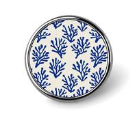 Minimal Blue Corail Semplice Spilla Rotonda per Uomo Donna Moda Distintivo Collare Pin Vestito Giacca Zaino Accessori