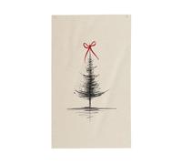 Minimal Christmas Evergreen Tree Red Ribbon Bow Yard House Bandiere, 0,9 x 1,5 m Stagione Auguri Banner con occhielli Indoor Outdoor Party Decorazioni per la casa