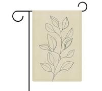 Minimal Line Art Botanico Rametto Foglie Bandiera Giardino Stagionale Vacanze Juta Doppio Lato Casa Cortile Esterni Bandiere 30,5 x 45,7 cm