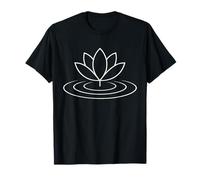 Minimal Lotus sopra Increspature Calma Mindfulness Line Art Icona Maglietta