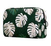 Minimal Monstera Leaves modello senza cuciture piccola borsa per il trucco per borsa, borsa cosmetica portatile con cerniera astuccio per il trucco per donne, articoli di cancelleria, articoli da
