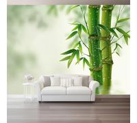 Minimalismo Giapponese Carta Da Parati Murale 200 X 140 Cm Bambù Verde Rigoglioso Simile Allo Zen - Effetto 3D, Alta Definizione, Facile Da Posare, Ideale Per Camera, Ufficio O Corridoio