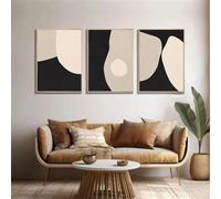 Minimalismo manifesto incisione Moderni parete arte astratto nero beige geometria grafica tela disegno Quadro soggiorno camera casa Decorazioniazioni 40x60cmx3 senza cornice