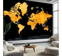 Minimalismo Mappa Del Mondo Carta da Parati In Tessuti non Tessuti 250 x 175 cm Murali, Nero Fotomurale Murale Soggiorno Camera da Letto Cameretta Dei Bambini Decorazione