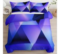 Minimalismo Morbide Microfibra Copripiumino 135 x 200 cm Triangoli A Gradiente Geometrici, Viola Setoso di Biancheria da Letto Reversibile Copripiumino con cerniera nascosta per Ragazzi e Ragazze