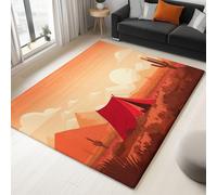 Minimalismo Tenda Nel Deserto Montagne E Cactus Tappeto Salotto Colore Arancione Flanella Camera Da Letto Tappeti Cucina Antiscivolo Lavabile, Per Tavolino Da Salotto, Tappeto Cameretta 120 x 180 cm