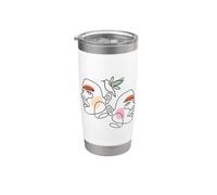 Minimalist Abstract: Women Faces and Bird Abstract Line Art Bicchiere termico in acciaio inox doppia parete