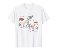 Minimalist Abstract: Women Faces And Bird Abstract Line Art Maglietta