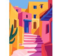Minimalist Art Notebook Journal: Pastel Mediterranean Village Street Scenery
