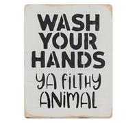 Minimalist Bathroom Metal Tin Sign Wash Your Hands Save Lives Simple Typography Plaque for Modern Bathroom 8 X 12