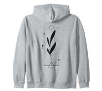 Minimalist Botanical Line Art Backprint Felpa con Cappuccio