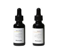 Minimalist Brightening Combo 10% vitamina C + 2% Alpha Arbutin Face Serums Fades Dark Spots, Pigmentation & Acne Marks Boosts Glow, Hydration & Even Skin Tone | Per donne e uomini | All Skin 30 ml x 2