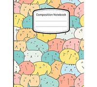 Minimalist Cat Composition Notebook: Cute Kitties with Glasses & Hearts | 7.5” x 9.25” | Wide Ruled | 120 Pages | For Girls, Teens, Students & Cat Moms