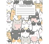 Minimalist Cat Composition Notebook: Cute Kitties with Glasses & Hearts | 7.5” x 9.25” | Wide Ruled | 120 Pages | For Girls, Teens, Students & Cat Moms