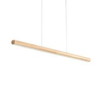 Minimalist Chandelier LED Wood Pendant Light, Dimmable Hanging Lamp with Remote Control, Dining Room Drop Ceiling Lamps, Kitchen Island Strip Linear Chandeliers
