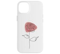 Minimalist Floral Rose Flower Line Art in Pink and White Custodia per iPhone 14 Plus