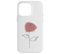 Minimalist Floral Rose Flower Line Art in Pink and White Custodia per iPhone 14 Pro Max