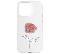 Minimalist Floral Rose Flower Line Art in Pink and White Custodia per iPhone 15 Pro Max