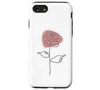 Minimalist Floral Rose Flower Line Art in Pink and White Custodia per iPhone SE (2020) / 7/8