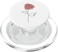 Minimalist Floral Rose Flower Line Art in Pink and White PopSockets PopGrip per MagSafe