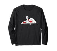 Minimalist Flying Alien Pizza Cosmic Art Maglia a Manica