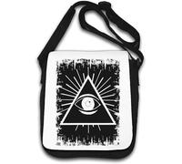 Minimalist Illuminati Piramide All Seeing Eye Faded Art Borsa a tracolla bianca
